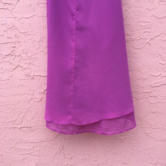 White House Black Market Fuchsia Pintuck Sleeveless High Low Dress Size 12 - Picture 9 of 11